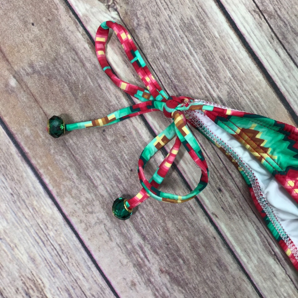 Aztek Print Patterned String Bikini Bottom - Picture 5 of 8